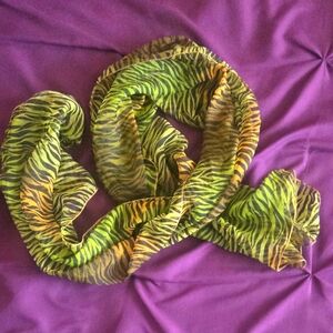 Stylish Green and Orange Zebra Print Scarf